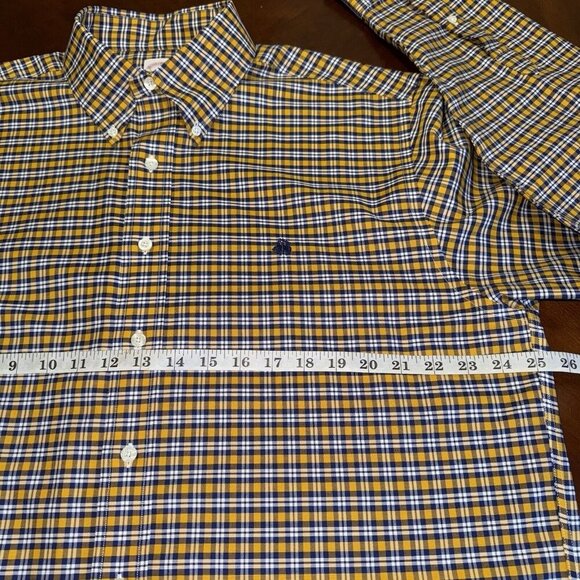 Brooks Brothers Supima Cotton Original Polo Button Shirt Men's Sz L Yellow Navy - Picture 10 of 14